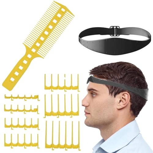 Guida per tagliare i capelli | Kit Taglio Capelli Pro Tagliacapelli per | Uomo Professionale | di fascia per capelli portatile fai-da-te fai-da-te, 7 per denti a pettine e pettine