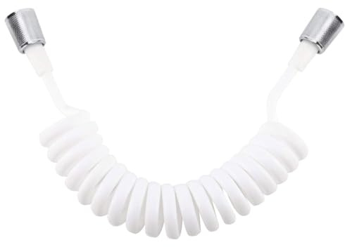 Teleskopischer Duschschlauch 3m (ausziehbar) mit Verdrehschutz – Spiral Brauseschlauch für Wasserhahn, Bidet & Handbrause | Weiß