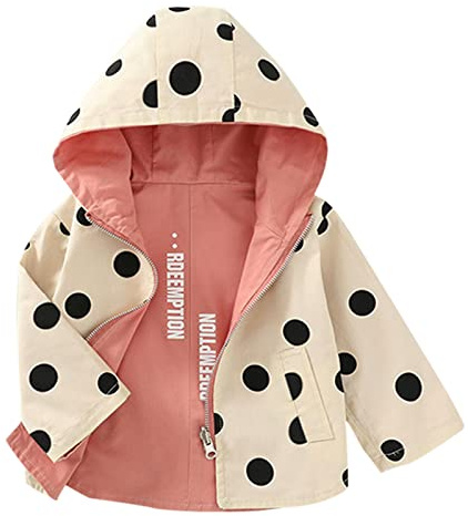 Generisch Bébé fille garçon hiver chaud polka coton manches longues avec vêtements manteau veste, Rose, 4-5 ans