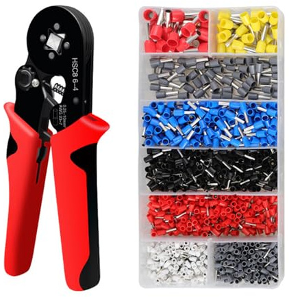 Crimpzange Aderendhülsen set,mit 1200 Stück Aderendhülsen für 0,25-10 mm, Aderendhülsenzange, Krimpzangenset, für Isolierte Unisolierte Aderendhülsen