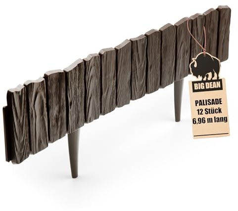 BigDean Rasenkante Kunststoff Beeteinfassung 6,96m lang 13cm hoch BRAUN | Leicht zu verarbeitende Einfassung - Made in Europe