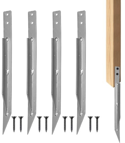 4-Pack Einschlaghülse Bodenanker für Schaukel, Erdanker für Schaukel Outdoor mit 8 Schrauben, Erdschrauben Fundament Schraubfundament für Gartenschaukel Outdoor