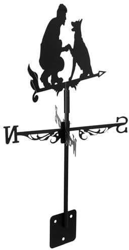 Gatuida Banderuola Segnavento in Ferro Resistente per Tetto, Indicatore di Direzione del Vento da Giardino Paletto, Decorazione Banderuola da Patio per Esterni e Cortile