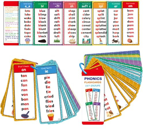 Fesselnde phonetische Karten, Wort-Kits Alphabetisierung, Lernhilfen mit wasserfesten Oberflächen, Lernset für Kinder für den täglichen Gebrauch, Spielkarten mit lebendigem Stil