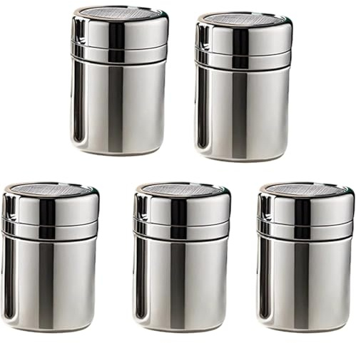 5pcs Flour Shaker Set, Stainless Steel Fine Mesh Powder Dispenser