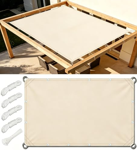 Tenda a Vela Parasole 1.5x3m Bordi dritti Vele Ombreggianti Impermeabile Rettangolare Vele Parasole da Giardino Protezione Solare Schermo UV con funi di Tensione per Terrazze Balconi Crema