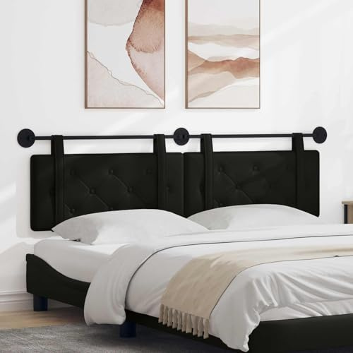 LoogCape Hängendes Kopfteil Schwarz Kunstleder mit Schaumstoffpolster, Wandmontage, 190 x 55 x 5 cm, 2er Set, Holzwerkstoffrahmen, gepolstert, vielseitig für Schlafzimmer und Gästebett