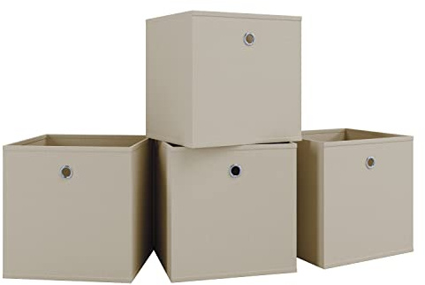 VCM 4-set vikbar låda fällbox samlingslåda tyglåda hyllbox hyllkorg boxas vit