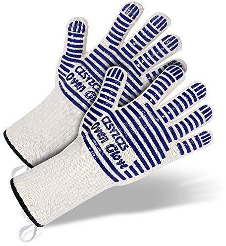 Long Wrist Protect Extreme Heat Resistant Gloves - Thick, Light-weight & Flexible, 2 Gloves - Use in Dutch Oven, Big Green Egg, Pizza Stone, Cast Iron Pan, Fireplace Tools, Outdoor (Long blue(2 PCS))