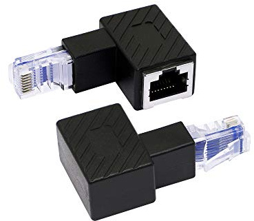 RIIEYOCA Ethernet Adapter mit nach oben gerichtetem Winkel, 90 Grad RJ45 Stecker zu Buchse Verlängerung Cat6 LAN Netzwerkanschluss für Computer, Laptops，2 Stück (U)