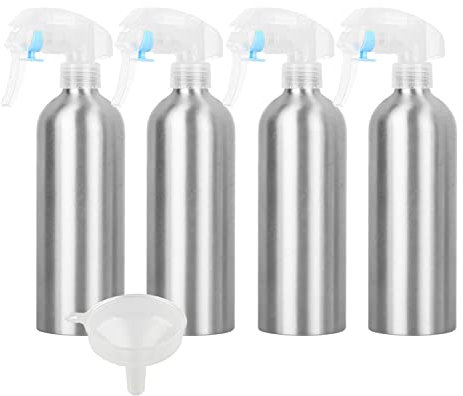 ZEOABSY 4 Pièces Vide 500 ml Pulvérisateur en Aluminium Flacon Bouteille Vaporisateur avec Pompe Transparent pour Cosmétique Coiffure Plante Fleurs Pulvérisateur D'eau Salon, Cuisine, Jardin, Voyage