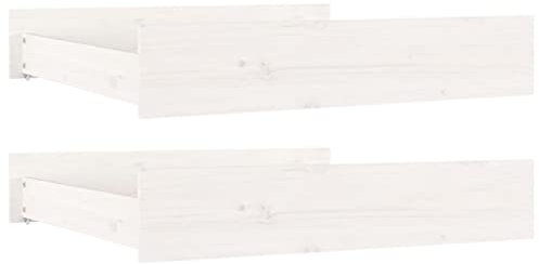 vidaXL 2X Bettschublade Bettkasten Bettschubkasten Schubkasten Unterbettschublade Bettschubladen Schublade Schlafzimmer Weiß Massivholz Kiefer