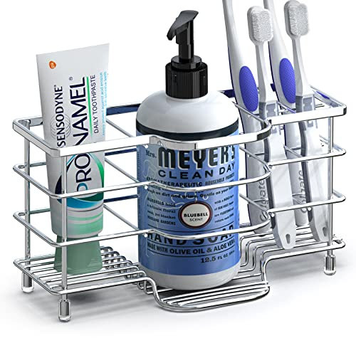 Linkidea Porte-Brosse à Dents ventilé en Acier Inoxydable pour Salle de Bain, Dentifrice, Rasoir, désinfectant pour Les Mains, vanité de comptoir à 6 éviers