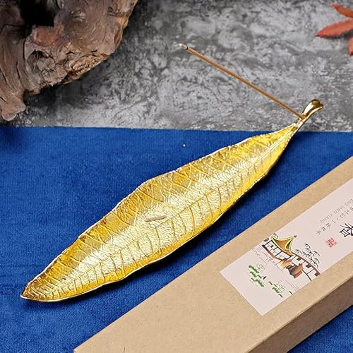 Räucherstäbchenhalter Blatt Ash Cather Rauchstäbchenhalter Aschenfänger (Gold)
