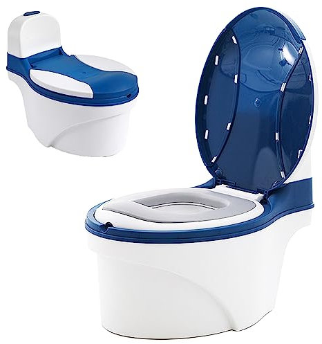 COO11 Baby Potty Training Toilet Seat with Toilet Paper Storage, Soft Cushion Pad and Removable Urinal Pot, Portable and Comfortable for Toddlers, Gift for Boys and Girls 18+ Months (Blue)