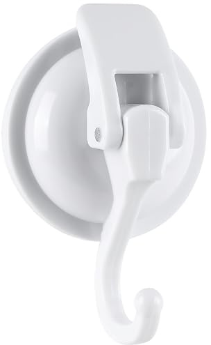 SOCONT Ganci a ventosa per doccia, ganci per doccia a vuoto resistenti per doccia interna, placcati bianco, facili da installare, super ventosa per cucina e bagno, confezione da 2