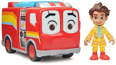 Disney Junior Firebuds, Bo e Flash, Action Figure e Camion dei Pompieri Giocattolo con Movimento degli Occhi interattivo, Giocattoli per Bambine e Bambini dai 3 Anni in su