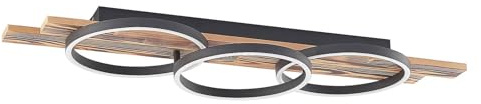Lindby LED Deckenleuchte Sentoa dimmbar (Modern) aus Holz (3 flammig,) - Lampe Deckenlampe Wohnzimmerleuchte