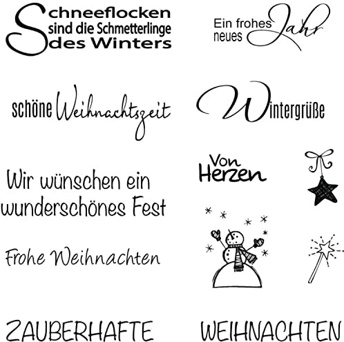 Qoiseys WintergrübeStempel,Silikonstempel sprüche deutsch, Silikon Clear Stamps für DIY Scrapbooking Fotoalbum Dekoratives Papier Basteln Prägeschablone (10)