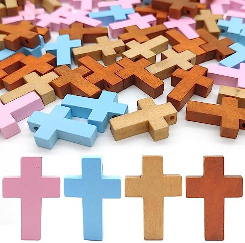 Hayaww 120 Pcs Holz Kreuz AnhäNger,AnhäNger Aus Holz Kreuz Holzkreuz AnhäNger Kleine Holzkruzifix Holzkreuz Handwerk Diy Mini Holz Kreuze AnhäNger FüR Party GefäLligkeiten,Sonntagsschule Diy Handwerk