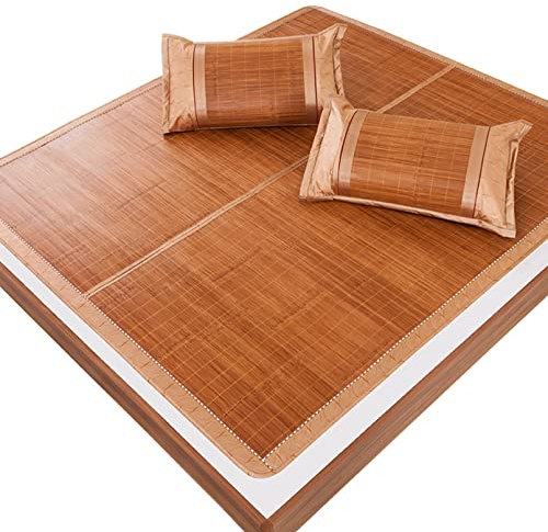 Summer Sleeping Bamboo Mat,Cooling Sleeping Pad,Bamboo Mat Cooling Mattress,Foldable Straw Pad Mattress,Summer Bedding,Double-Sided Use,for Single Double School Dormitory (180x200cm/71x79in)
