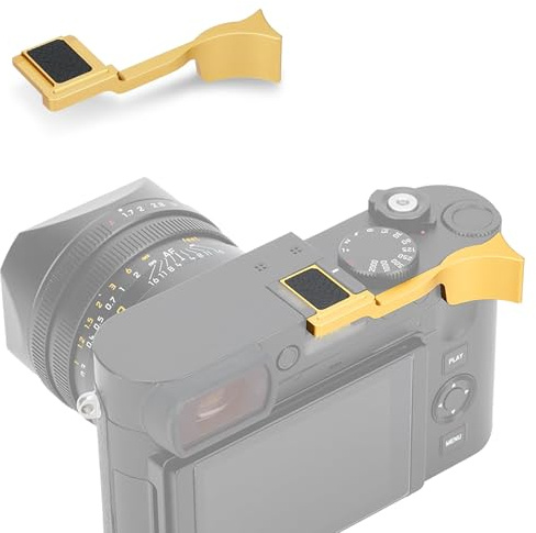 JJC Metal Daumengriff Kompatibel mit Leica Q3, Q3 43, Q3 Monochrom, Q2 | Daumenstutze fur bessere Griffbalance, Rutschfest Handgriff, Bessere Balance und Stabilitat, Gold