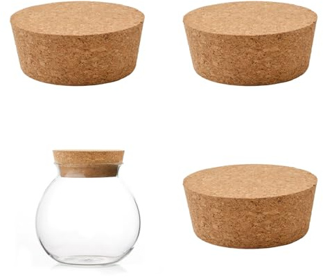 INCREWAY Konische Korkstopfen, 3 Stück, konischer Weinflaschenverschluss aus Holz, Ersatzkorken für Weinflaschen, Glasflaschen, 88 x 77 x 35 mm