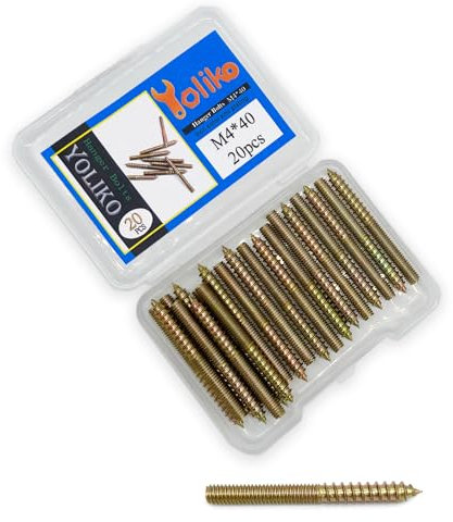 Yoliko Confezione da 20 bulloni a doppia testa M4 x 40 da 40 mm, a doppia testa, 4 mm, viti autofilettanti per legno, viti per mobili, viti a doppia vite filettata, lunghezza 40 mm