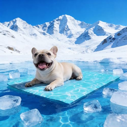 Pawtasy Kühlmatte Hunde Katzen Kühldecke für Hunde Kühlkissen mit Ungiftiges Gel Hundekühlmatte Selbstkühlend für Haustiere Kühlende Hundematte - M 65 x 50 cm