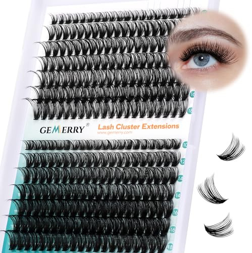 GEMERRY Wimpern Extensions 40D+50D0.07 D Curl 10-18 Mix Cluster Lashes | DIY Clusterwimpern Wimpernbüschel zu Hause(40D+50D-0.07D-10-18mm)