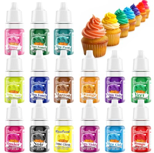 Colorant Alimentaire Gel - 15 Couleurs Colorant Bougie Alimentaires De Qualité, Concentré Nourriture Dye, pour Décoration de Gâteaux, Cuisson, Tartes, Macarons, Glaçage, Donuts - 6ml