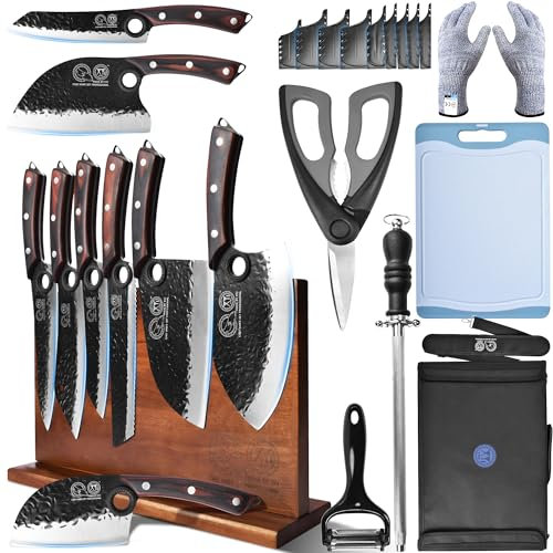 XYJ Knives Set with Block (Coffee)