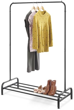 Whitmor Whimor Kleiderständer, strapazierfähig, modern, Kleiderständer mit 4 Bodenstangen aus Metall, 43,3 Zoll Display Rack zum Aufhängen von Kleidung, Schwarz