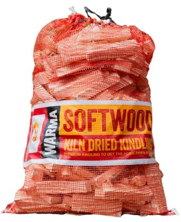Bulk 1 x 4kg Nets Quality Kindling Fire Starting Wood Kiln Dried 27L - Dried & Cut Easy Storage Netted Bags - Suitable for Burner Firepits Open Fires Stoves BBQs Pizza Ovens Barbecues Chimineas