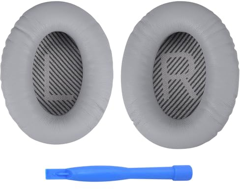 Ersatz Ohrpolster für Bose QuietComfort 35 (QC35) und Quiet Comfort 35 II (QC35 II) von MMOBIEL - Memory- Schaumstoff und Protein PU Kopfhörer Ohrpolster – Kopfhörer Ersatzpolster – Hellgrau