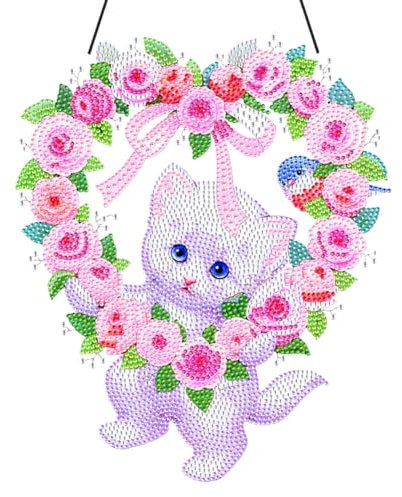 WMFASBAG Corona de Pintura de Diamante con Forma Especial, Adorno de Corona de Lazo, decoración navideña, Kit de Corona de Pintura de Cristal, muñeco de Nieve de Papá Noel, Pintura de diaman