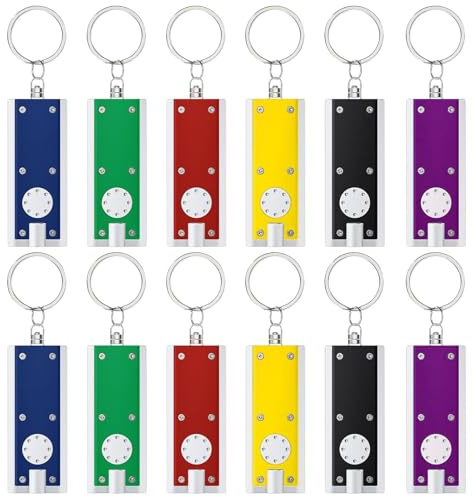 ZITUZY 12 st mini fyrkantig LED-nyckelring, bärbar mini LED-ficklampa, liten LED-ficklampa för barn, för barnfestgåvor, bärbara reselampor, camping (6 färger)