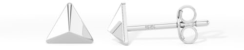 Minimalist Pyramid Triangle Stud Earrings in Rhodium Plated Sterling Silver by Heather Needham Silver - 5.5 x 2 mm - Gift Boxed 282