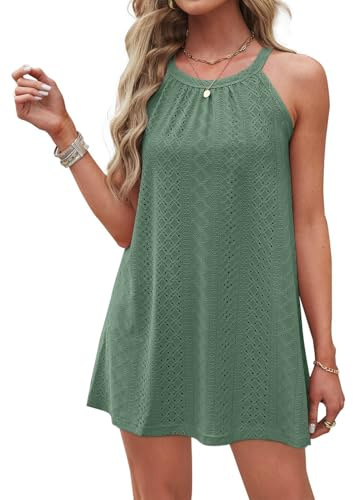 DUOEASE Strandkleider Damen Knielang 2025 Sommerkleid Neckholder Ärmelloses Bikini Cover Ups