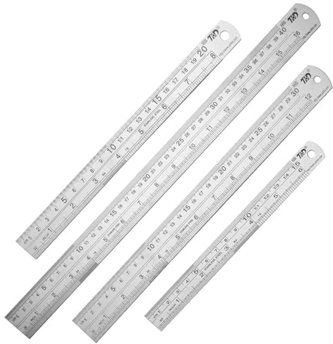 Birsppy Metal Straight Edge Ruler Stainless Steel Ruler 6 Inch 8 Inch 12 Inch 16 Inch Rulers Bulk Set of 4