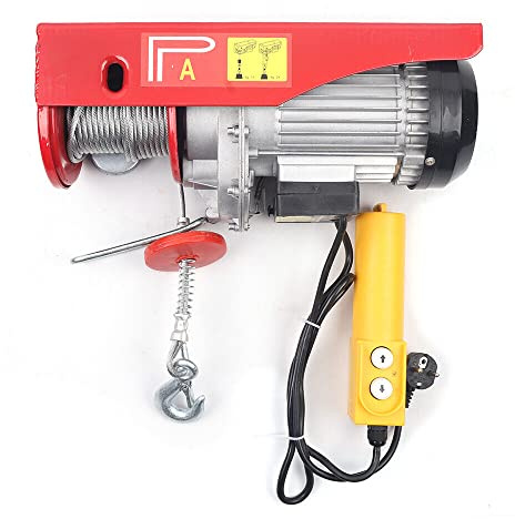 Elektrischer Hebezug 400kg bis 800kg, Elektrische Hebewinde 12m/6m Hubhöhe, Elektrische Seilhebezug für Haus Lager 1300W, Einfache und Doppelte Aufhängung