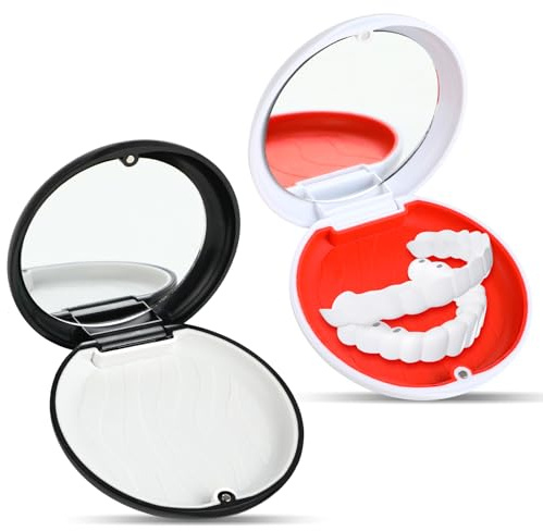 Boîte Appareil Dentaire - Étui Gouttière Dentaire,2 Pièces, Plastique Résistant, avec Miroir et Fermeture Sécurisée, Design Compact et Auto-adhésif, Idéal pour Voyage et Usage Quotidien