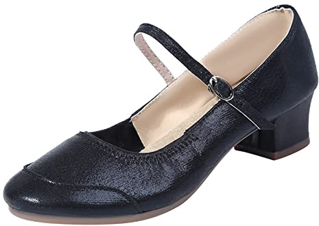 Scarpe da Ballo Latino Donna per Le Donne Professionale Regolabili Samba Tango Sala Tacchi Bassi Cristalli T-Strap in Punta Chiusa/Aperte Sociale per Feste, Matrimoni, Balli Latini, Moderni E Tango