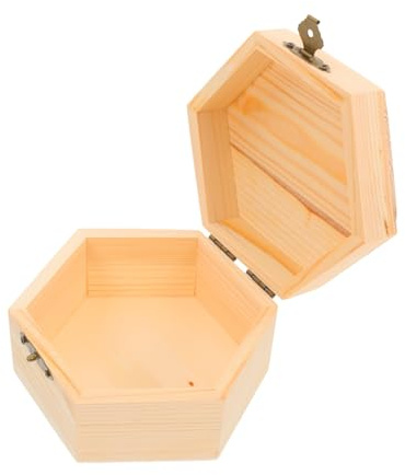 LIFKOME Schmuckschatulle Holz Mit Deckel Sechseckige Holzkiste Für Schmuckaufbewahrung Unbemalt Für Ringe Ketten Kleine Schätze Und Diy-Bastelprojekte 3.94X3.94X2.56 in