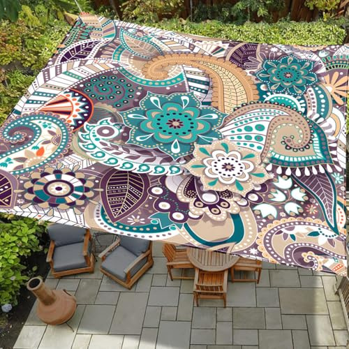Treer Sun Shade Sail Rectangular Waterproof 95% UV Block Sunscreen Bohemian Awning Canopy with Free Rope Sunshades for Outdoor Garden Patio Pergola Party Balcony Backyard (Purple,200x240cm)