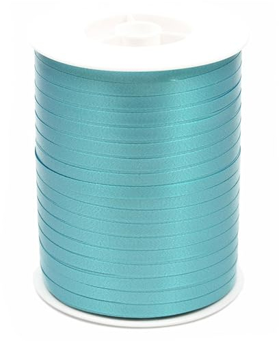 Geschenkband Ringelband 5mm x 500m wasserfest - 30 FARBEN in 5/10/19/31/50mm - Dekoband aus Kunststoff - Polyband zum Anbinden von Luftballons - Schleifenband zum Basteln - Türkis
