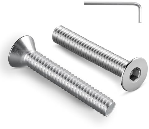 Zuyya 10 Stück M10 x 50 mm Senkkopfschrauben Edelstahl Schrauben | Innensechskant Antrieb, Edelstahl A2 V2A, M10 Schrauben Vollgewinde mit Innensechskantschlüssel