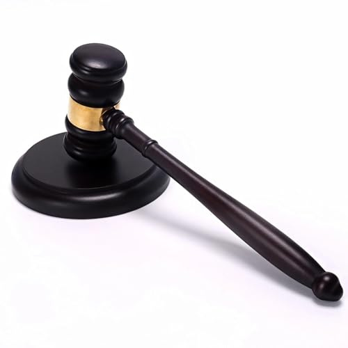 Dwitkul Juego de Martillo de Juez Mazo de Juez de Madera con Base Martillo de Subasta de Madera para Jurados, Conferencias, Subastas y Obsequios