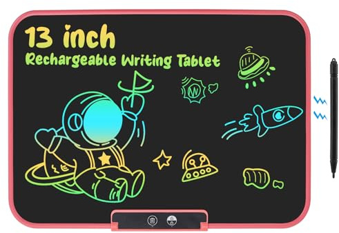 LCD Writing Tablet for Kids,13 Inch Rechargeable Drawing Tablet,Colorful Doodle Drawing Board for Girls Boys,Magnetic Toddler Educational Learning Toys Christmas Gifts for 3 4 5 6 7 8 Years Old(Pink)
