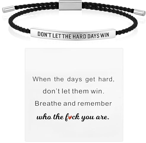 GWAWG Let the Hard Days Win armband, styrkearmband för kvinnor, justerbara reparmband med inspirerande kort, uppmuntrande gåvor för kvinnor vänner familj daglig motivation smycken